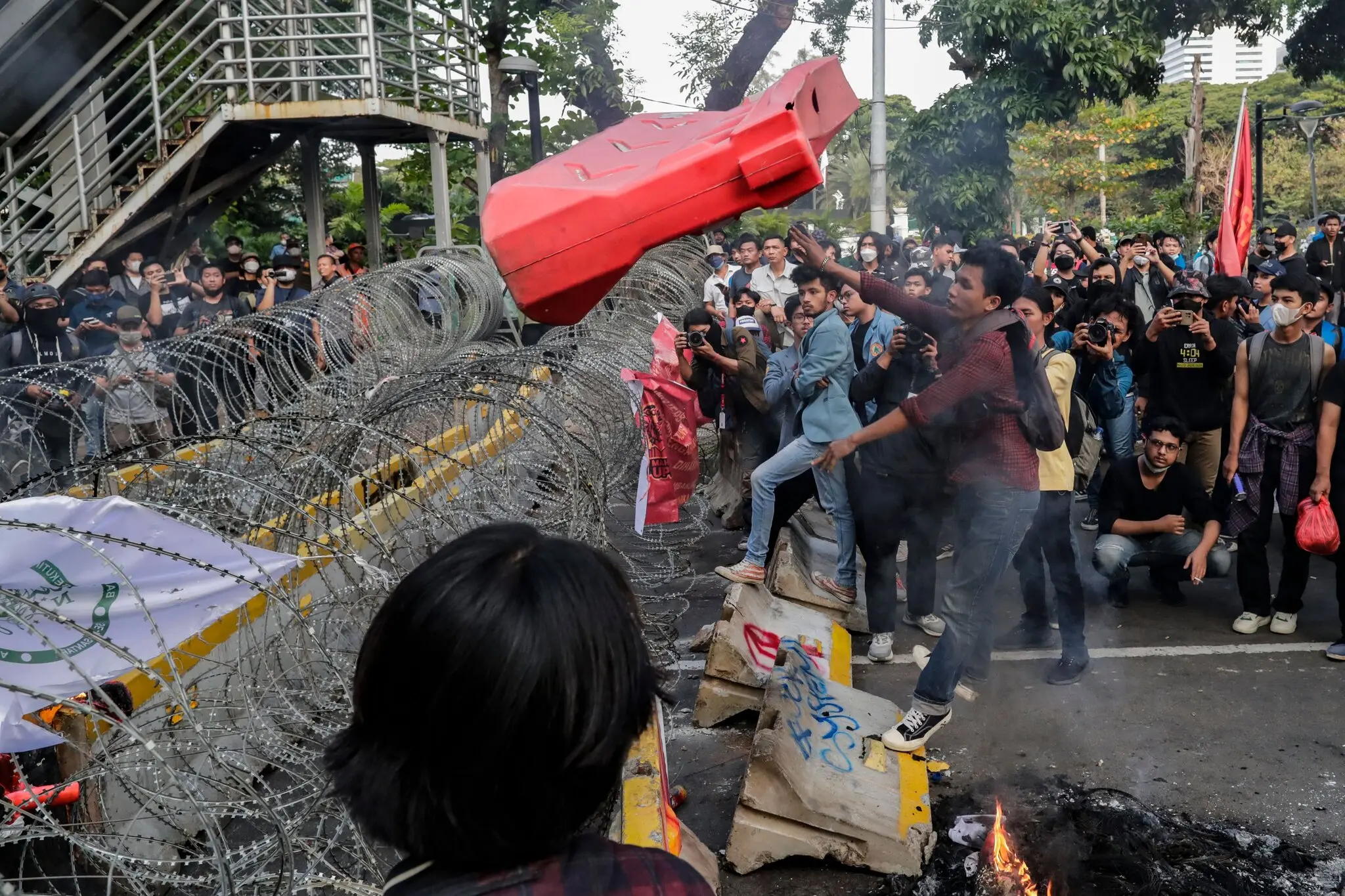 Increases in fuel price led to protests near the presidential palace in Jakarta